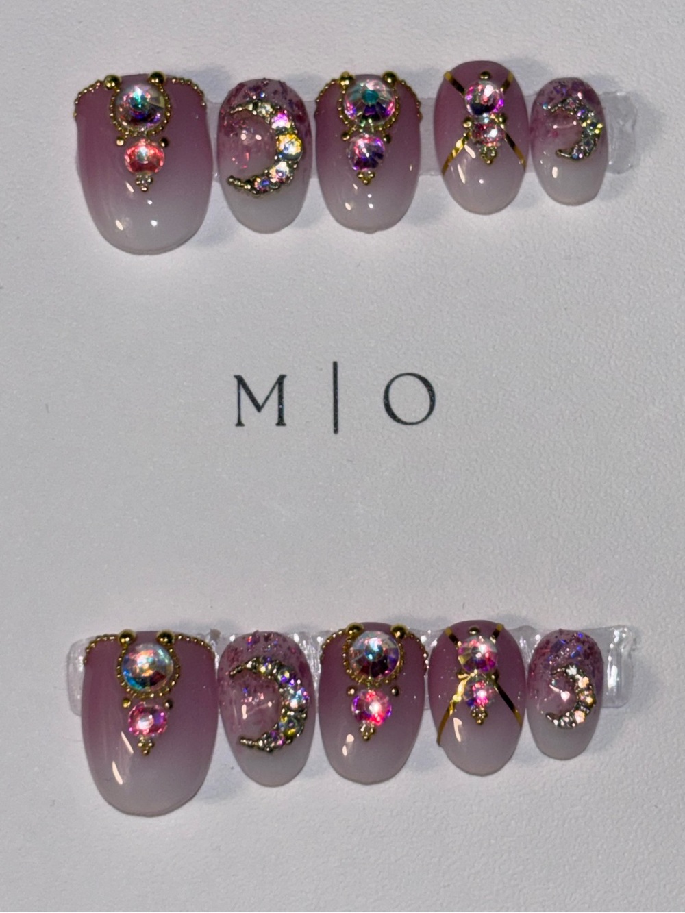 Press-On Nails - Custom - Ombré - Crystals - Short - Small
